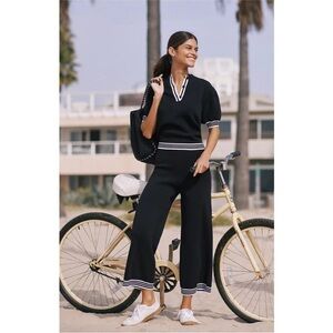 Anthropologie Sundays Quinn Crop Pant Black White Small